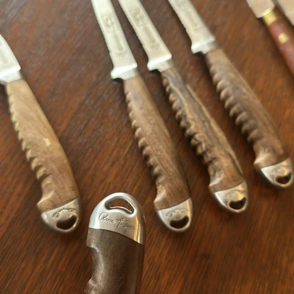 🇧🇷 Set of 5 MUNDIAL steak knives & 1 fish knife. Stamped Olivier Anquier. Brazil - Picture 7 of 12